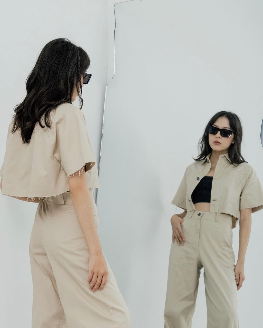 Khaki crop shirt jacket - Gòn.