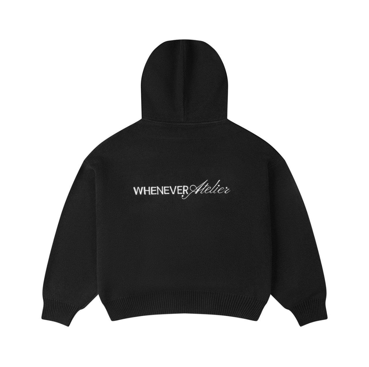 "WHENEVER" BASIC LOGO KNIT HOODIE