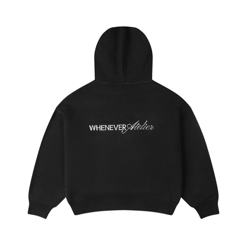"WHENEVER" BASIC LOGO KNIT HOODIE