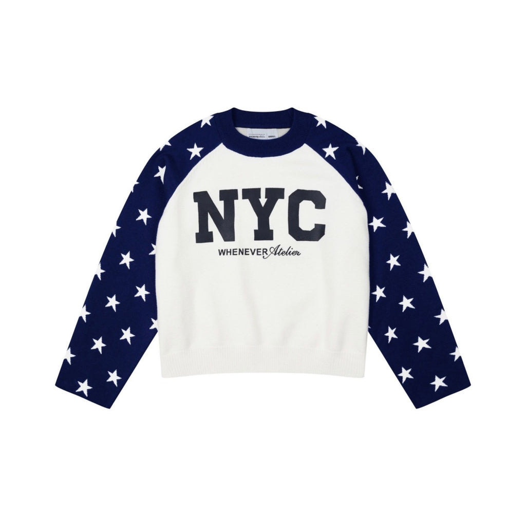 “WHENEVER” STAR RAGLAN SWEATER