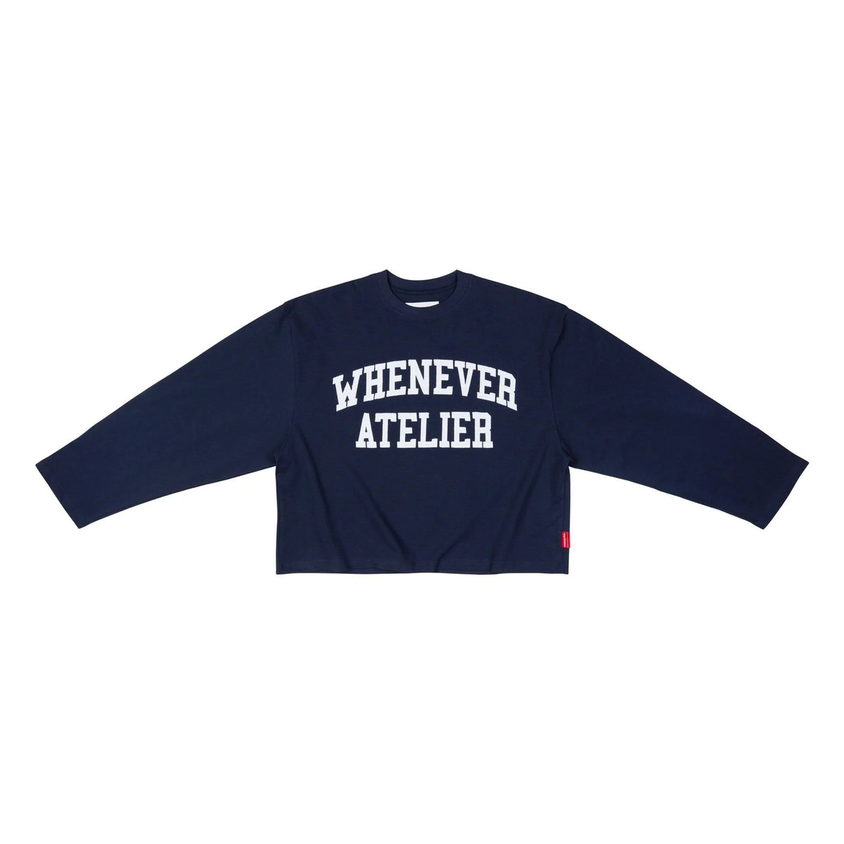 “WHENEVER” LOGO-EMBROIDERED COTTON LONG SLEEVES T-SHIRT