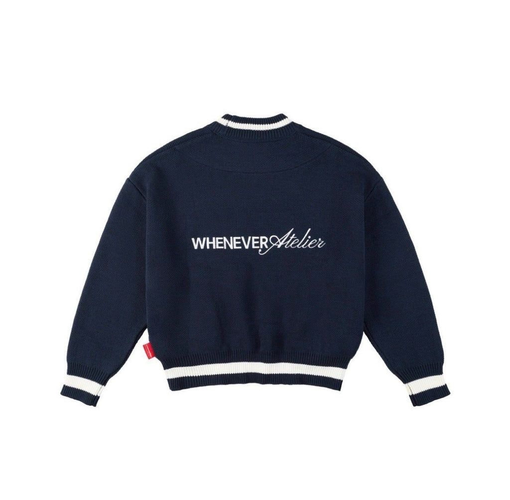 “WHENEVER” BASIC LOGO KNIT HOODIE