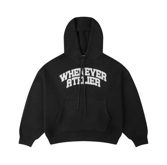 "WHENEVER" BASIC LOGO KNIT HOODIE