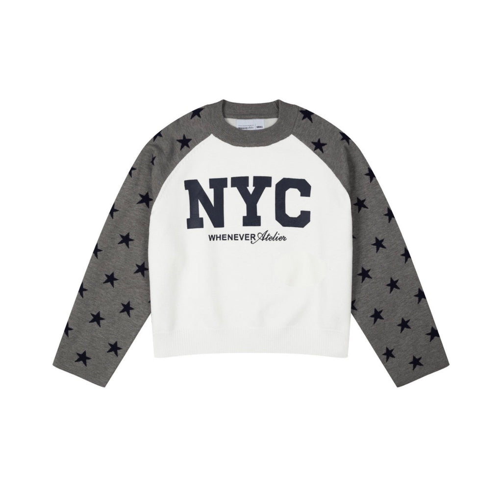 “WHENEVER” STAR RAGLAN SWEATER
