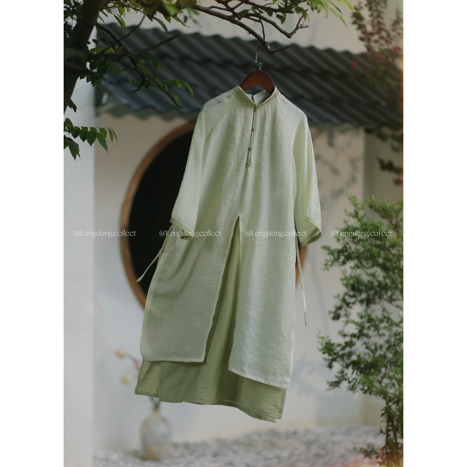 Set Áo Dài Bánh Nướng Lá Dứa