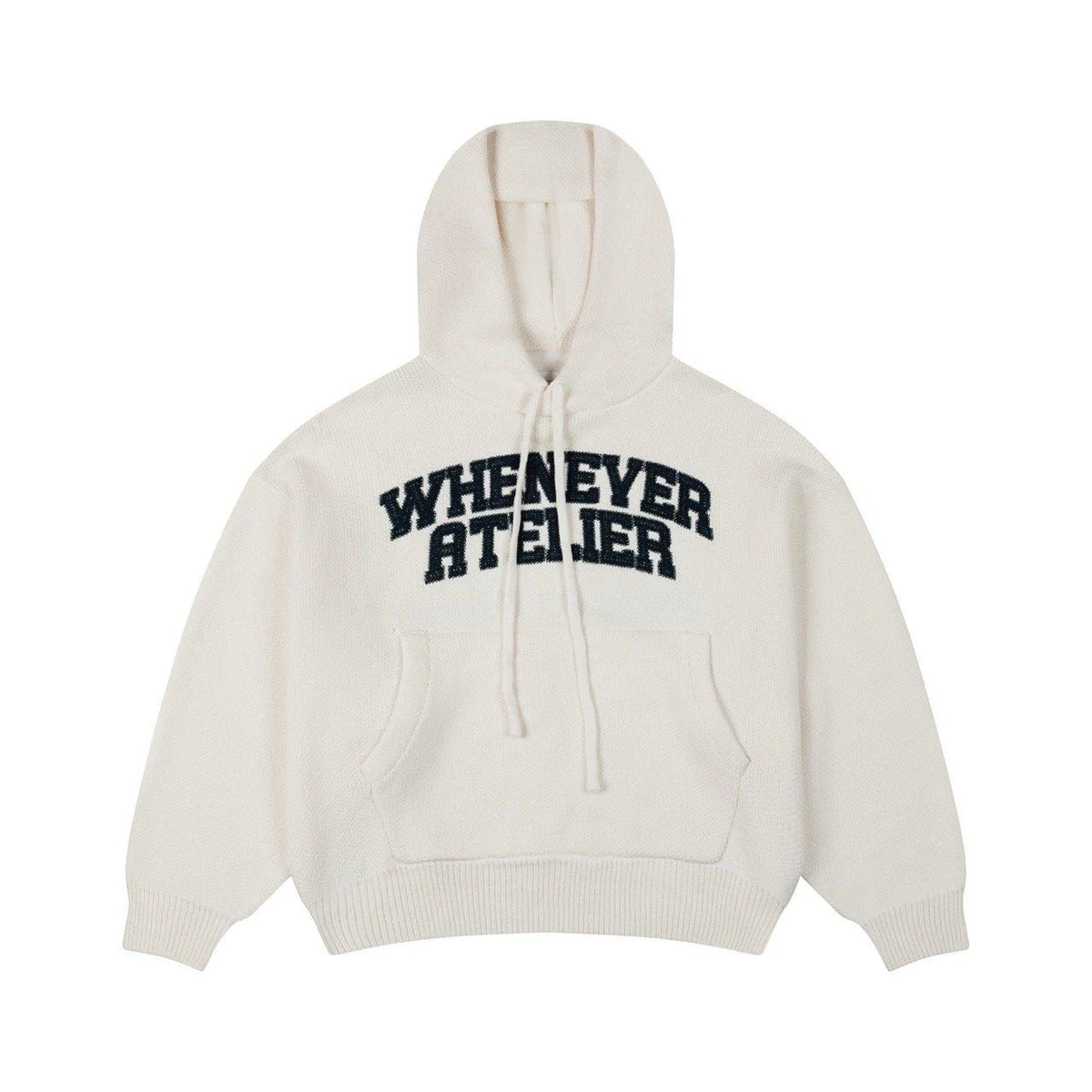 "WHENEVER" BASIC LOGO KNIT HOODIE