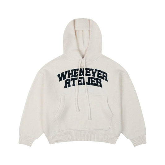 "WHENEVER" BASIC LOGO KNIT HOODIE