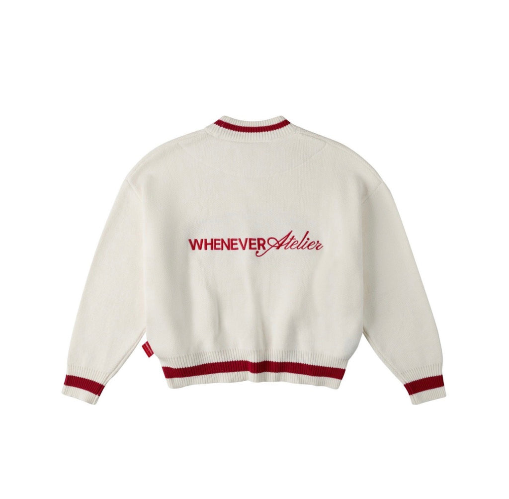 “WHENEVER” BASIC LOGO KNIT HOODIE