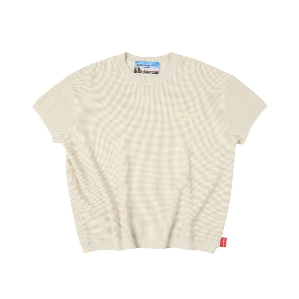 “WHENEVER” BASIC EMBOSSED LOGO WAFFLE T-SHIRT