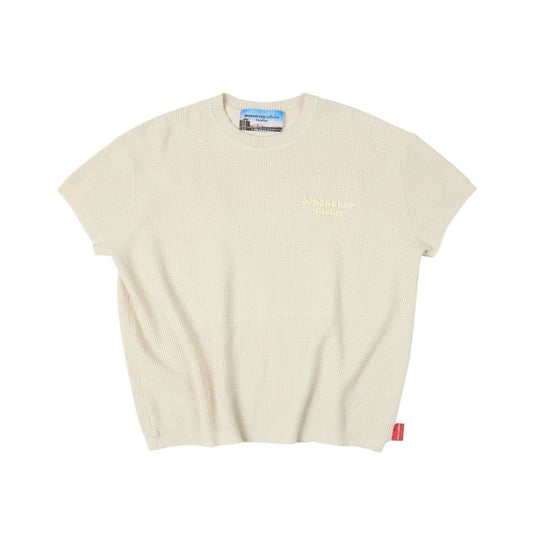 “WHENEVER” BASIC EMBOSSED LOGO WAFFLE T-SHIRT