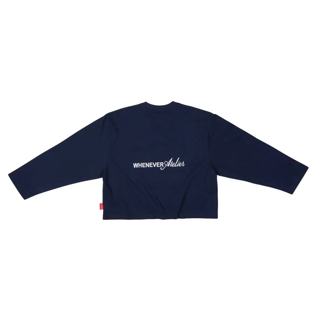 “WHENEVER” LOGO-EMBROIDERED COTTON LONG SLEEVES T-SHIRT