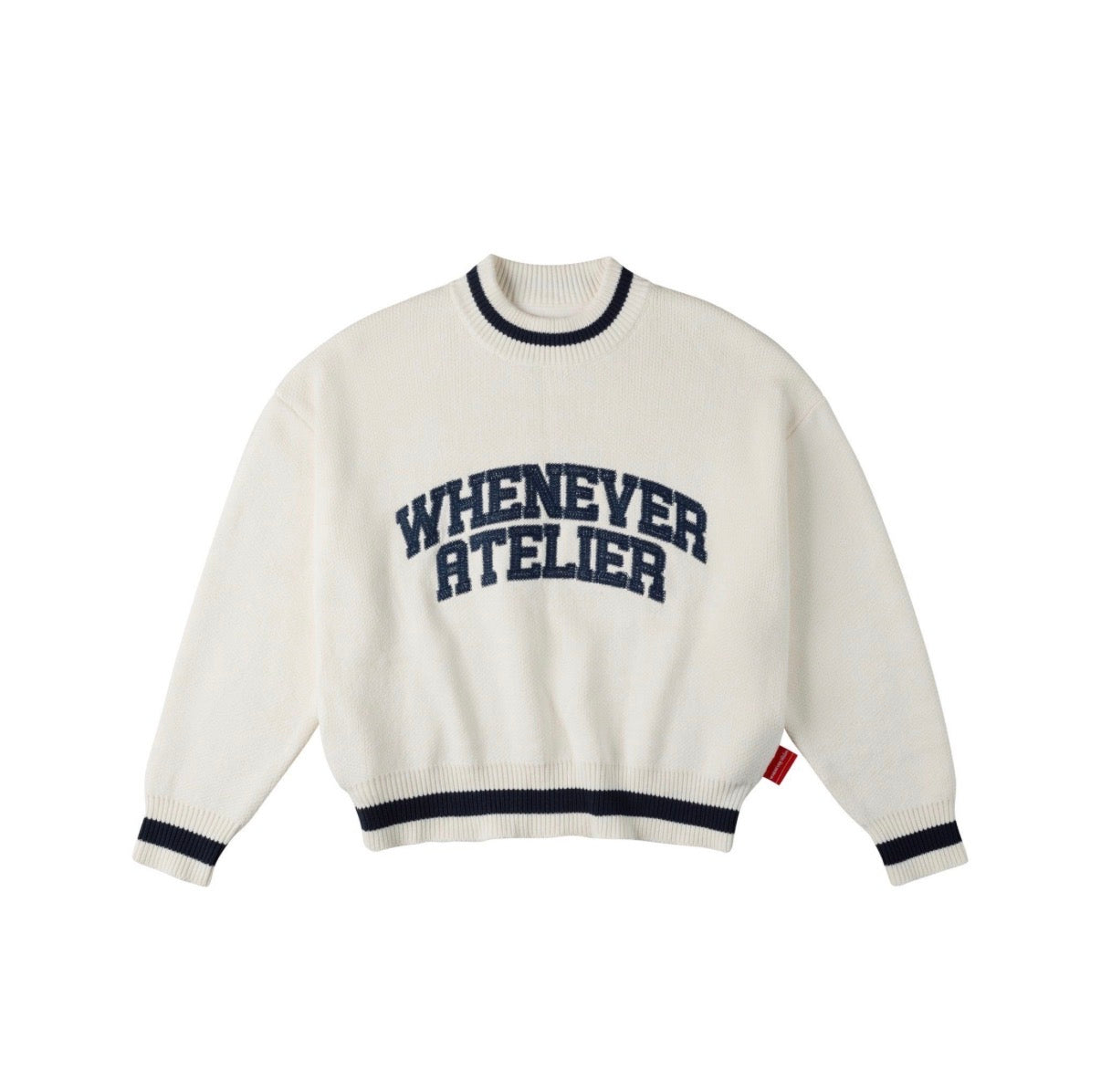 “WHENEVER” BASIC LOGO KNIT HOODIE