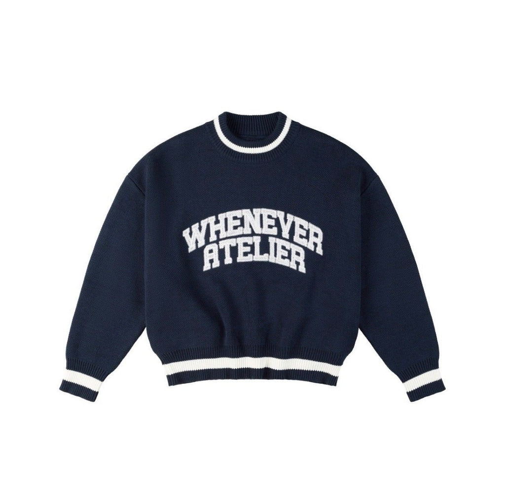 “WHENEVER” BASIC LOGO KNIT HOODIE