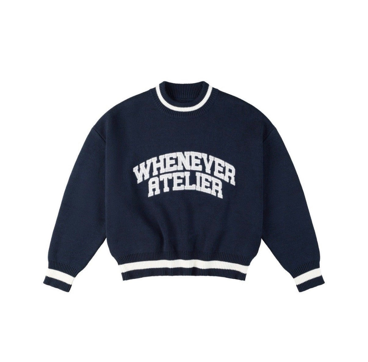 “WHENEVER” BASIC LOGO KNIT HOODIE
