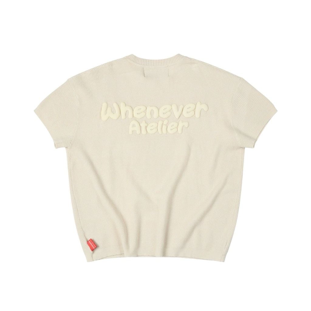 “WHENEVER” BASIC EMBOSSED LOGO WAFFLE T-SHIRT