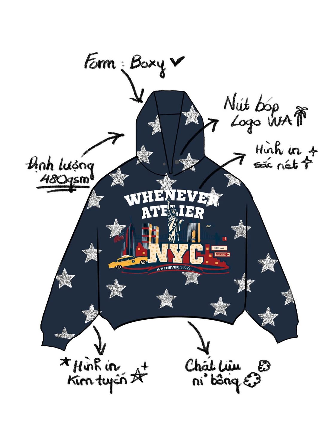 “WHENEVER” STAR GIRL HOODIE