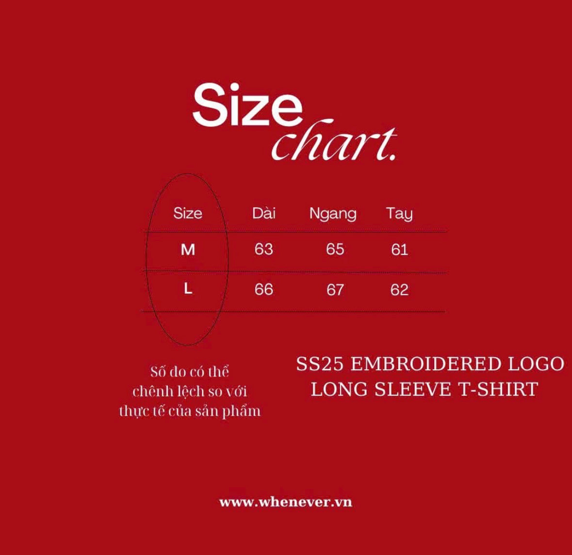 “WHENEVER” SS25 EMBROIDERED LOGO LONG SLEEVES T-SHIRT