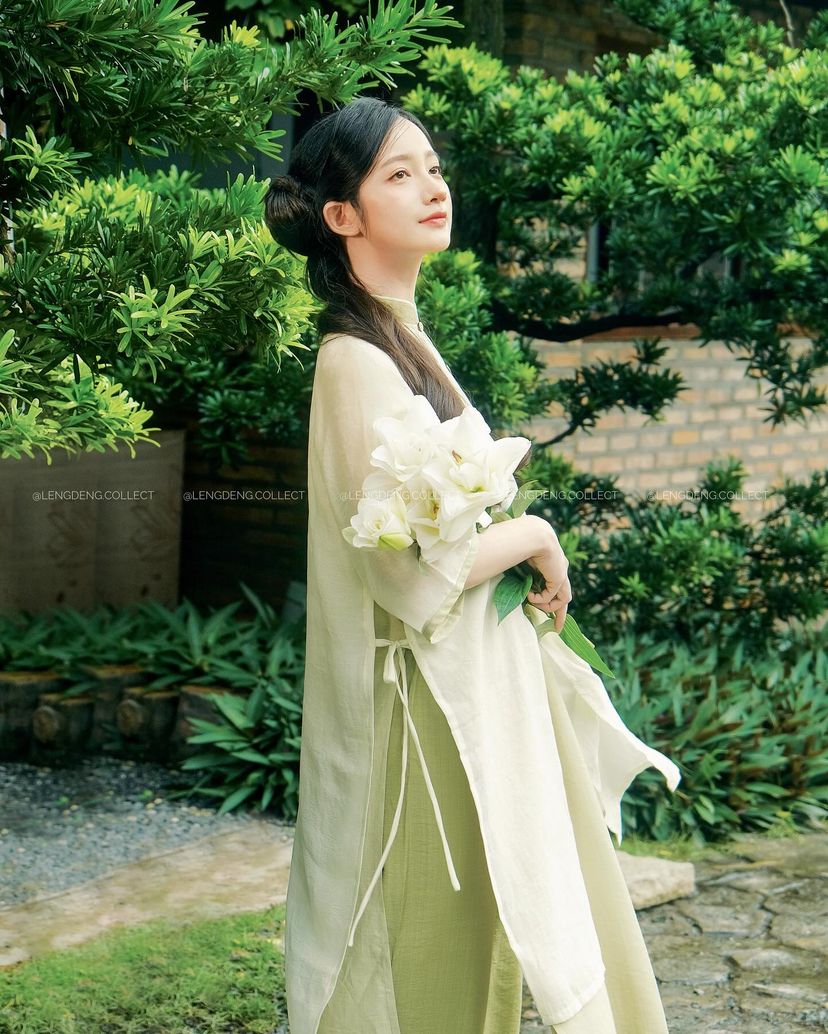 Set Áo Dài Bánh Nướng Lá Dứa