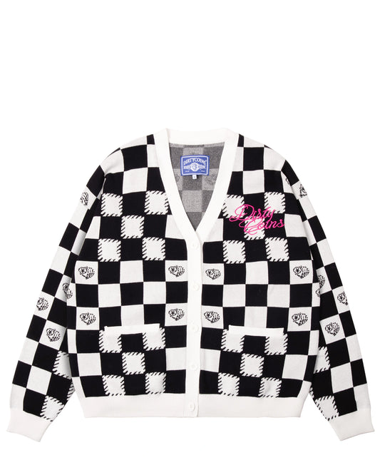 Dirty Coins Checkerboard Knit Cardigan