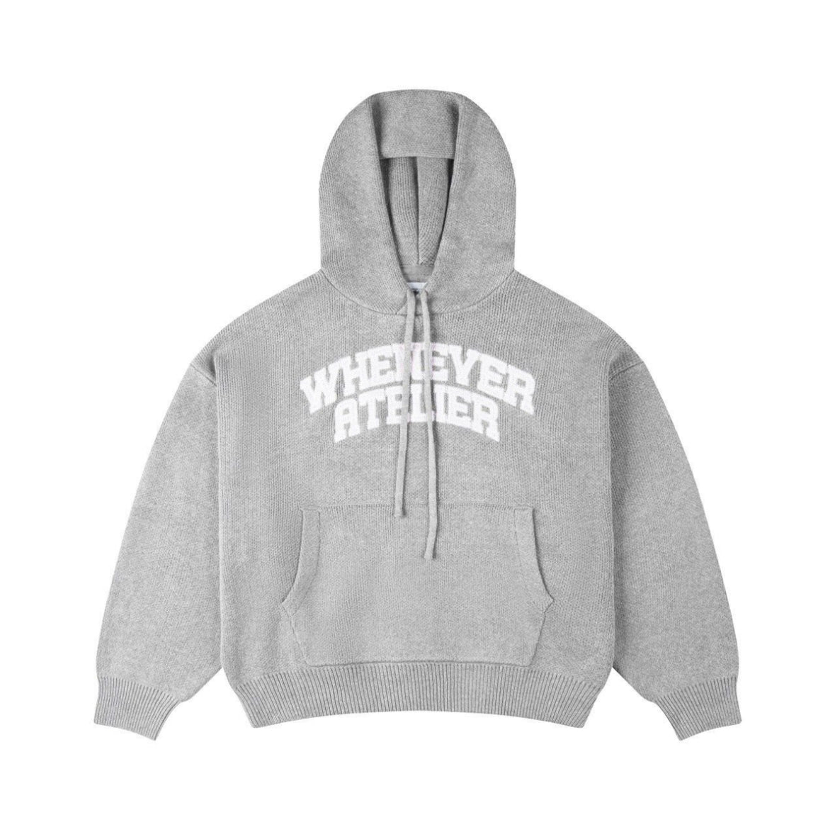 "WHENEVER" BASIC LOGO KNIT HOODIE