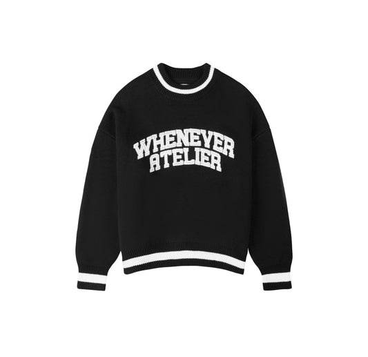 “WHENEVER” BASIC LOGO KNIT SWEATER