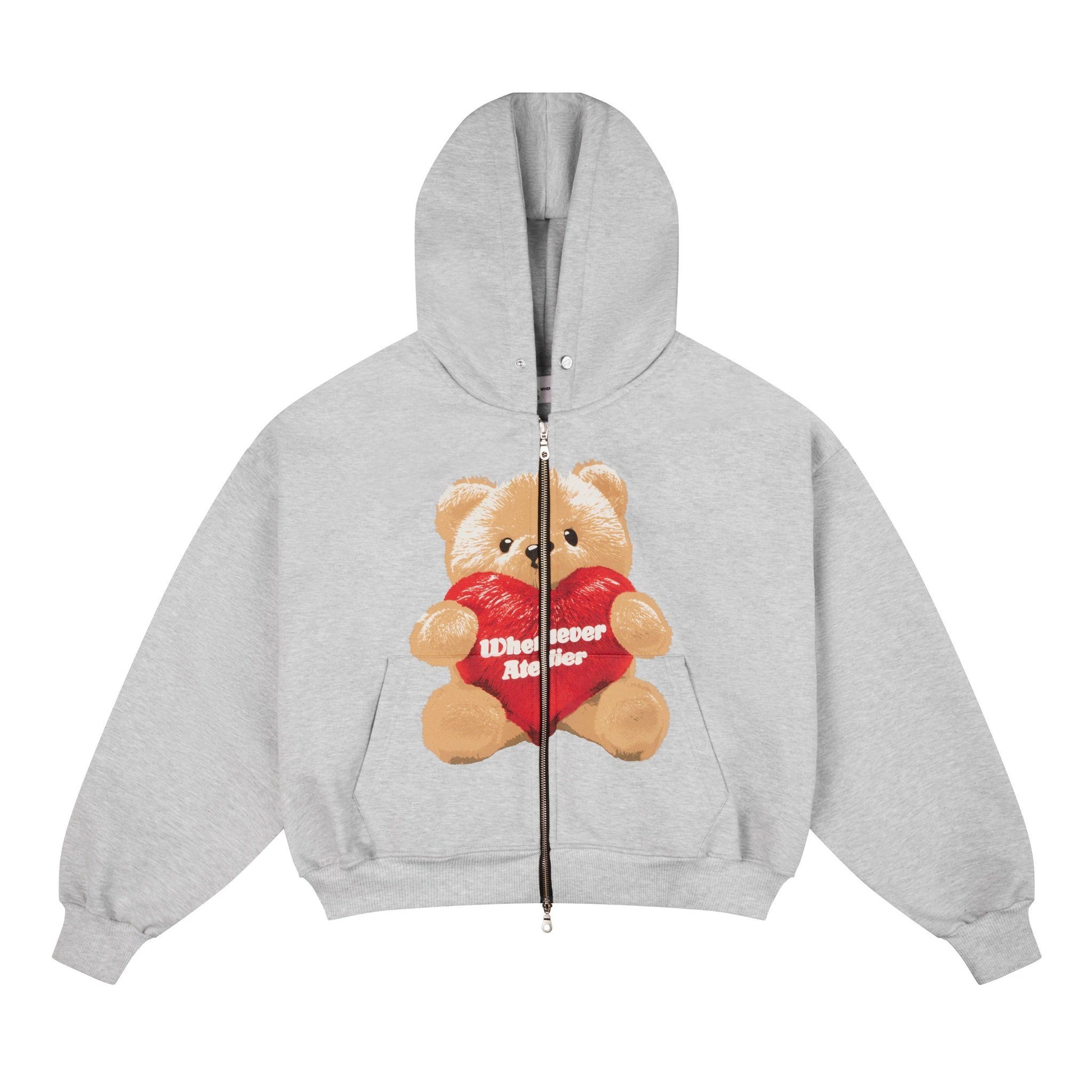 “WHENEVER” BEAR HOODIE ZIP