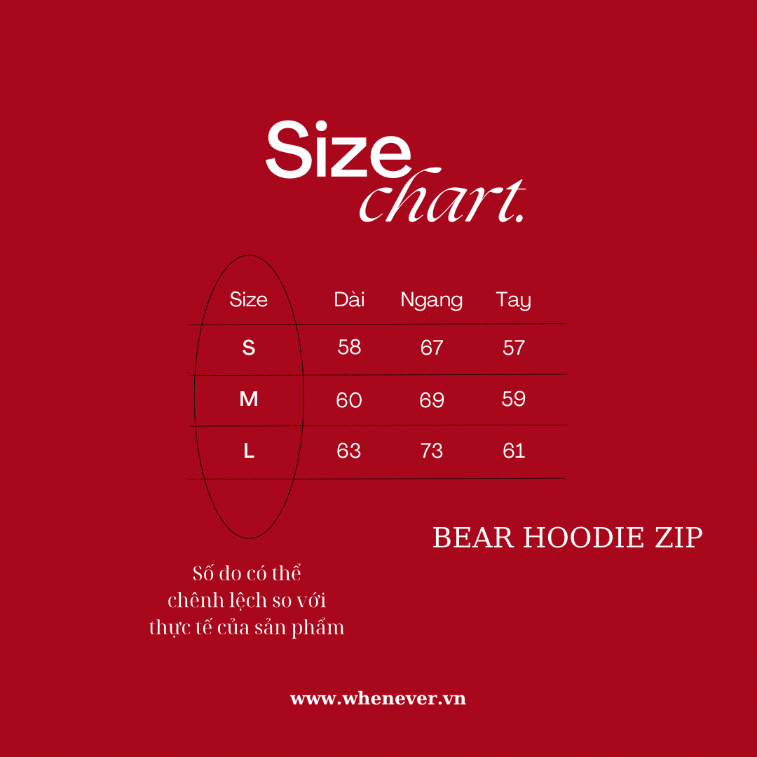 “WHENEVER” BEAR HOODIE ZIP