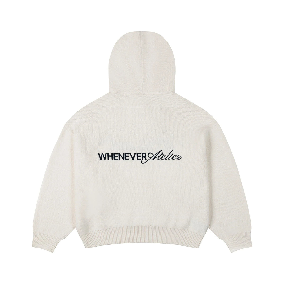"WHENEVER" BASIC LOGO KNIT HOODIE