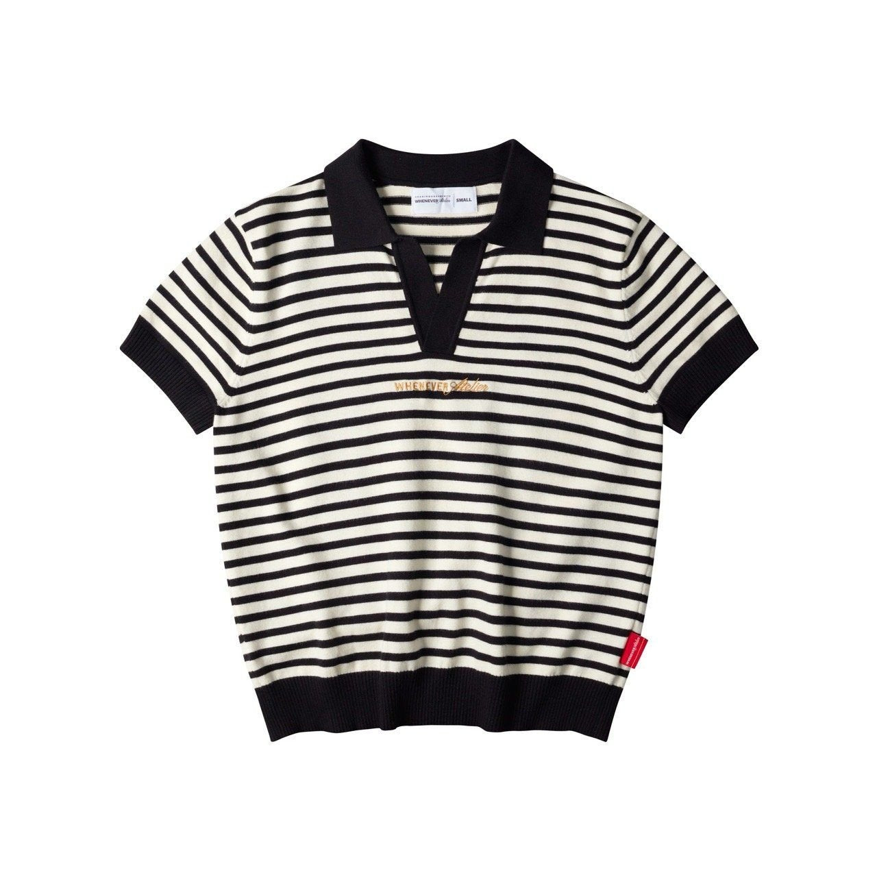 “WHENEVER” STRIPED POLO SHIRT