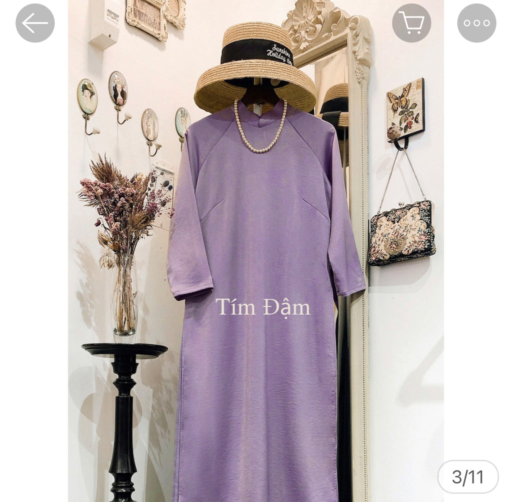 Set Áo Dài Lụa Tím Đậm - Gòn.